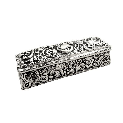 Antique Victorian Sterling Silver Ring Box 1899