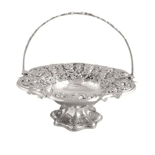 Antique Victorian Sterling Silver Fruit / Cake Basket 1898