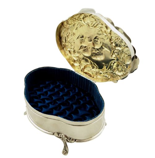 fig 1. Large Antique Edwardian Sterling Silver 'Angels' Trinket Box 1902