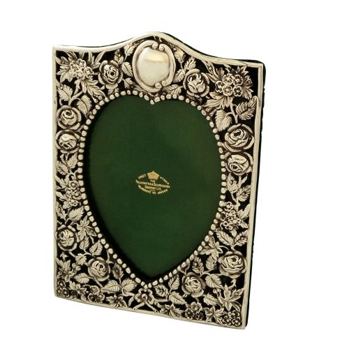 Antique Victorian Sterling Silver Photo Frame 1899 - Heart & Roses