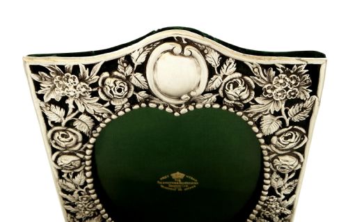 fig 1. Antique Victorian Sterling Silver Photo Frame 1899 - Heart & Roses