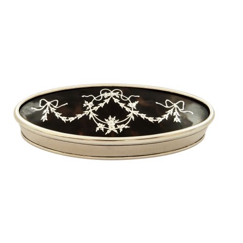 Antique Sterling Silver & Tortoiseshell Trinket Box 1913