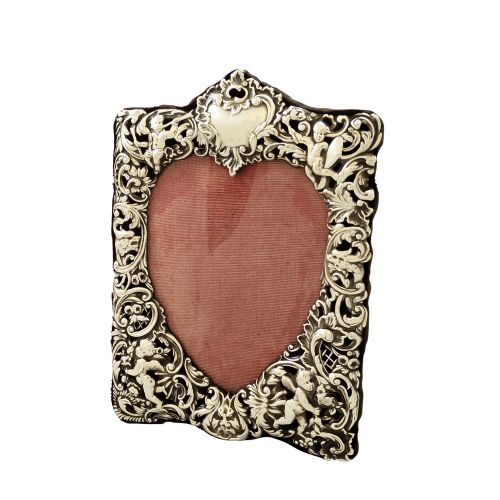 Antique Victorian Sterling Silver 'Cherubs' Photo Frame 1895