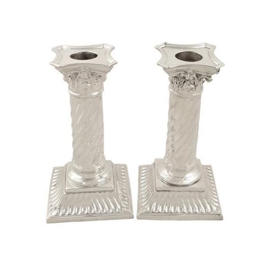 Pair of Antique Victorian Sterling Silver Candlesticks 1891