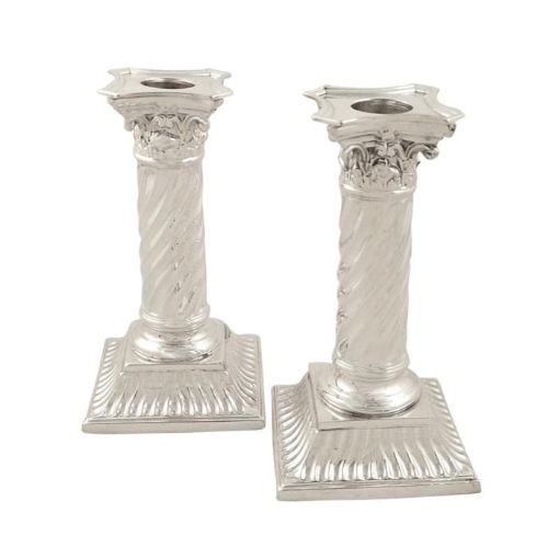 fig 1. Pair of Antique Victorian Sterling Silver Candlesticks 1891