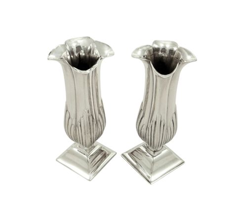 fig 1. Pair of Antique Victorian Sterling Silver Vases 1873