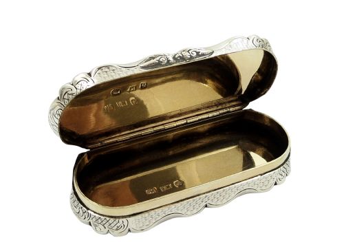 fig 1. Antique Victorian Sterling Silver Snuff Box 1847