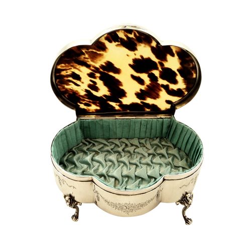 Antique Edwardian Sterling Silver & Tortoiseshell Trinket Box 1906