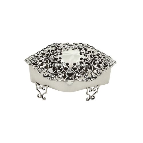 Antique Edwardian Sterling Silver Pierced Trinket Box 1904