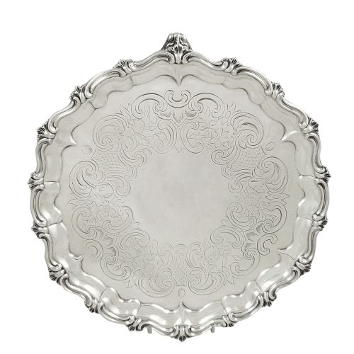 Antique Early Victorian Sterling Silver Tray / Salver 1846