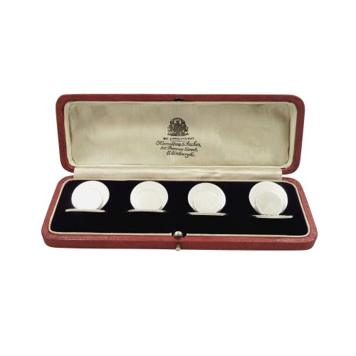 Set of 4 Antique Sterling Silver Menu / Card Holders 1914