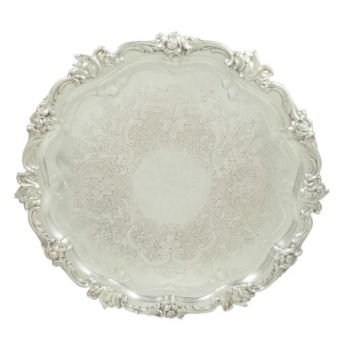 Antique Edwardian Sterling Silver 13" Tray / Salver 1910
