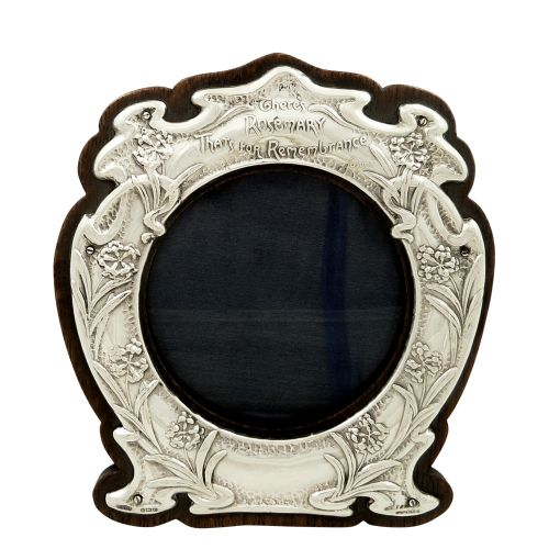 Antique Edwardian Sterling Silver Photo Frame 1904 - There's Rosemary for Remembrance