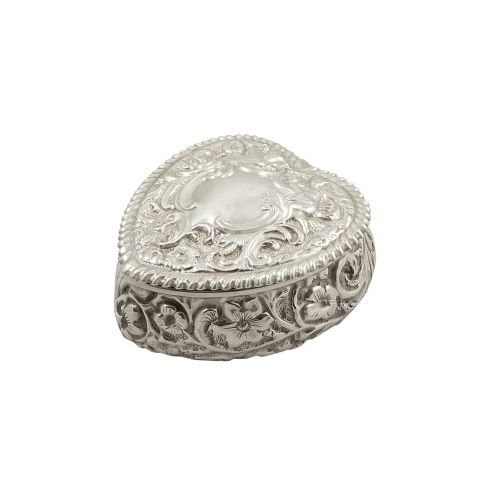 Antique Victorian Sterling Silver Heart Trinket Box 1897