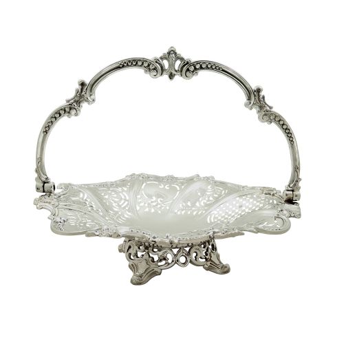 Antique Victorian Sterling Silver 10" Basket 1879