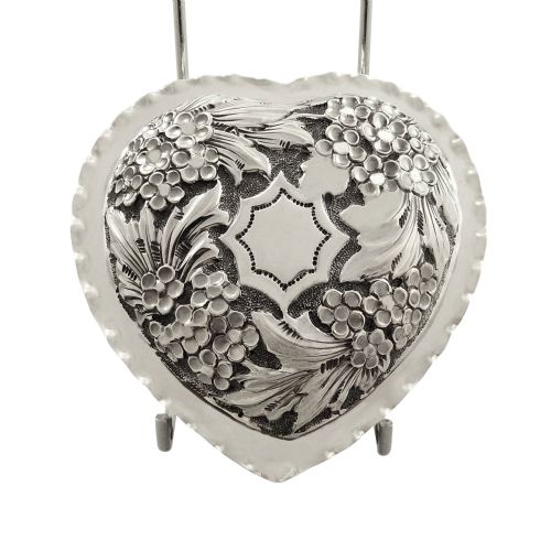 Antique Victorian Sterling Silver Heart Trinket Box 1898