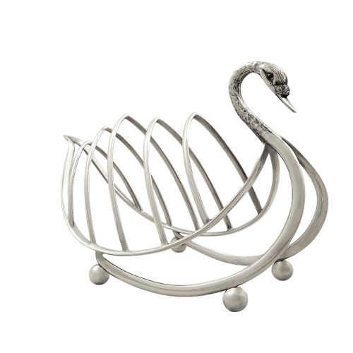 Antique Edwardian Sterling Silver Swan Toastrack 1903