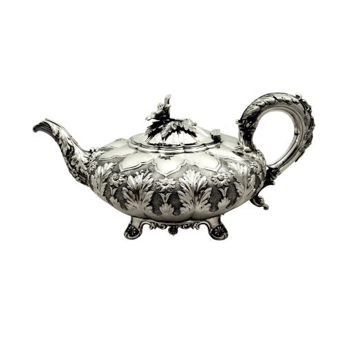 Antique Georgian Sterling Silver 2 Pint Teapot 1827