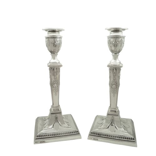Pair of Antique Victorian Sterling Silver Candlesticks 1894