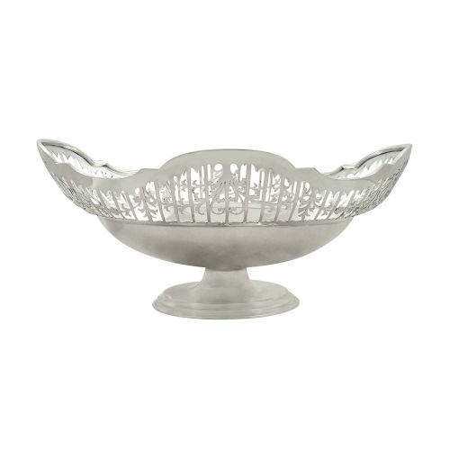 Antique Sterling Silver Oval Pierced 10" Dish / Basket 1911