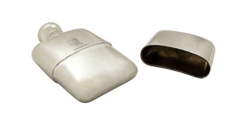 fig 1. Antique Victorian Sterling Silver Hip Flask with Cup 1894 - Swan