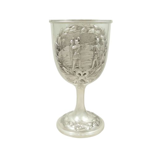 Antique Victorian Sterling Silver Goblet - 1865 - Soldiers with Muskets