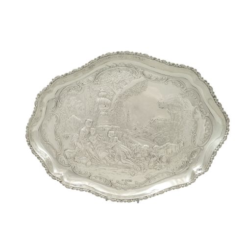 Antique Edwardian Sterling Silver Dressing Tray with Scene 1909