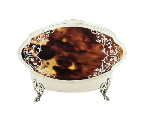 fig 1. Antique Sterling Silver & Tortoiseshell Trinket Box - 1919 Mappin & Webb
