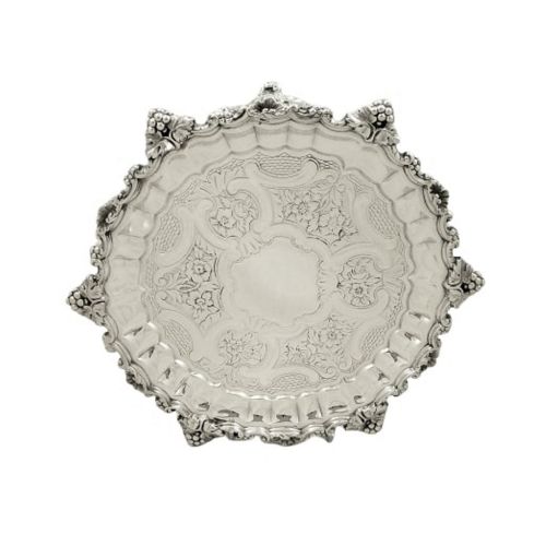 Antique Georgian Scottish Sterling Silver Tray / Waiter 1827