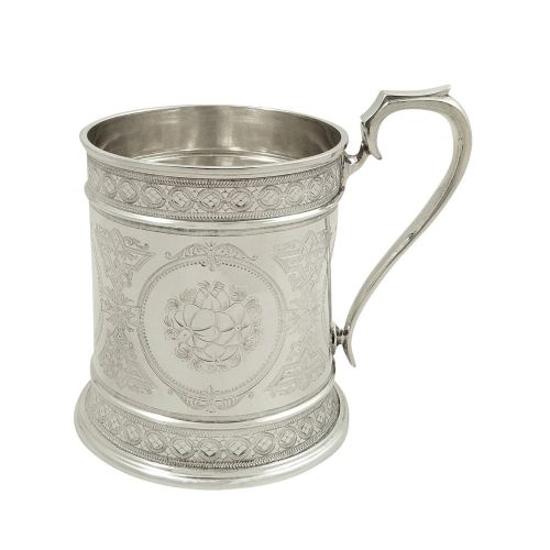 Antique Victorian Sterling Silver Christening Mug / Tankard 1872