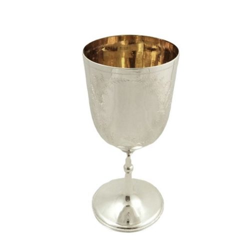 Antique Victorian Sterling Silver 8 1/2" Wine Goblet 1886