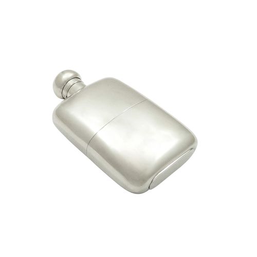 Antique Sterling Silver Hip Flask with Cup 1911