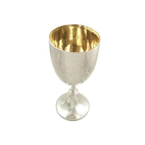 Large Antique Victorian Sterling Silver 11 1/2" Wine Goblet 1896