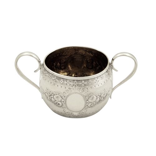Antique Victorian Sterling Silver 2 Handle Sugar Bowl 1894