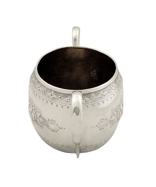 fig 1. Antique Victorian Sterling Silver 2 Handle Sugar Bowl 1894