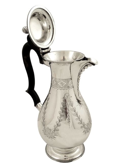 fig 1. Antique Victorian Sterling Silver Water Jug / Pot 1877
