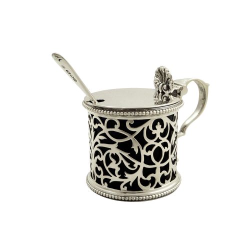 Antique Victorian Sterling Silver Mustard Pot 1889