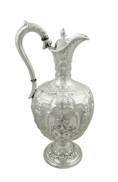 Antique Victorian Sterling Silver Claret Jug / Wine Ewer 1864