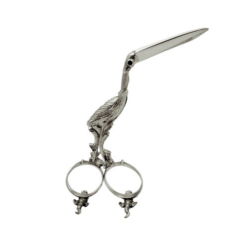 Antique Dutch Silver Stork Baby Scissors C1900
