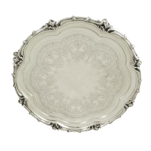 Antique Victorian Sterling Silver 12" Tray / Salver 1896