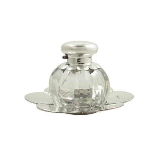 Antique Victorian Sterling Silver Inkwell on Stand 1898
