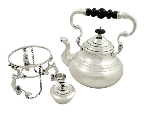 fig 1. Antique Edwardian Sterling Silver Spirit Kettle 1909