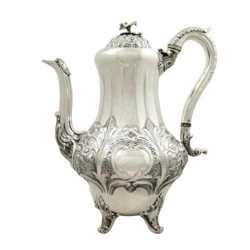 Antique Victorian Sterling Silver 3 Pint Coffee Pot 1853