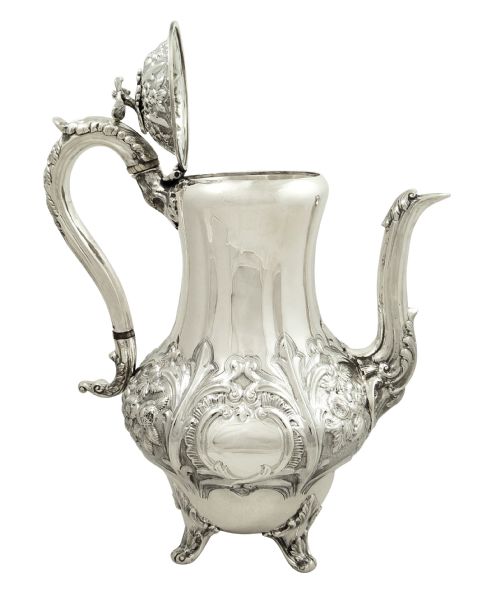 fig 1. Antique Victorian Sterling Silver 3 Pint Coffee Pot 1853