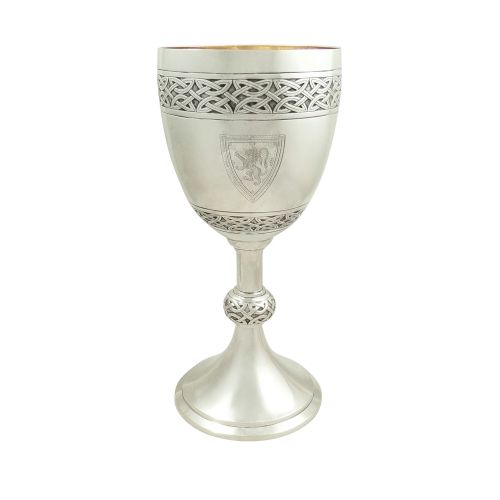 Large Antique Victorian Scottish Sterling Silver 11" Goblet / Trophy 1895
