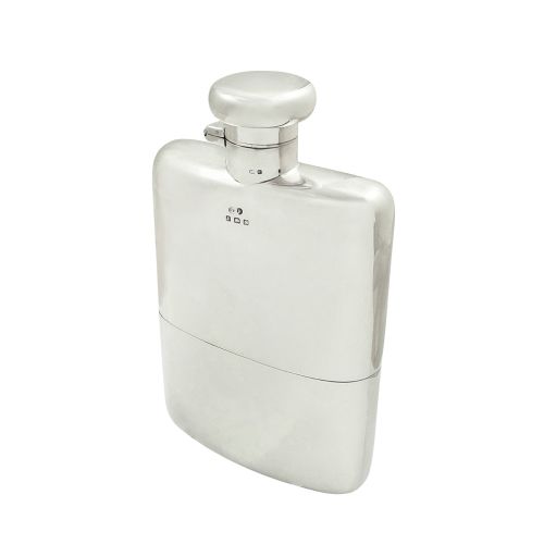 Antique Sterling Silver Hip  Flask with Cup 1927