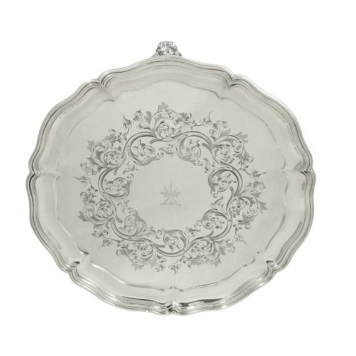 Antique Victorian Sterling Silver 12" Tray / Salver 1869