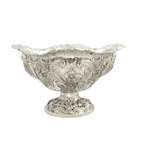 Antique Victorian Sterling Silver Pierced Bowl / Dish 1892