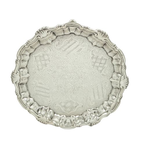 Antique Georgian Sterling Silver Card Tray 1755