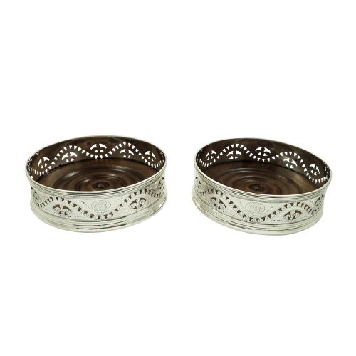 Pair of Antique William IV Sterling Silver Wine Coasters 1835